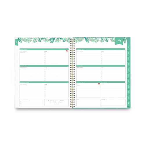 Day Designer Academic Year Weekly/Monthly Frosted Planner, Palms Artwork, 11 x 8.5, 12-Month (July to June): 2024 to 2025