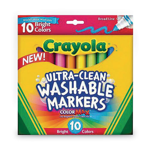 Image of Ultra-Clean Washable Markers, Broad Bullet Tip, Assorted Colors, 10/Pack