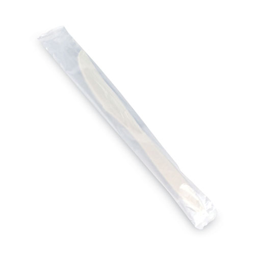 Image of Emerald™ Individually Wrapped Heavyweight Pla Knives, Beige, 500/Carton
