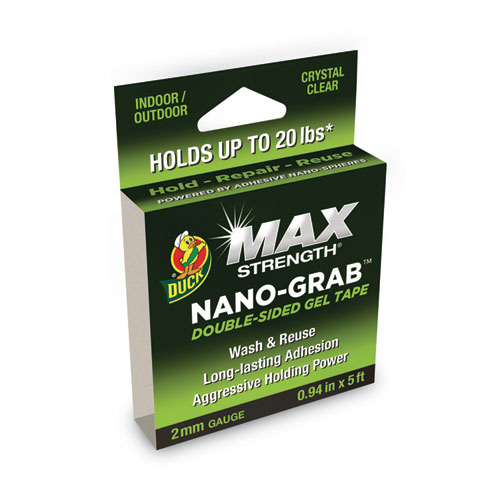 MAX Strength Nano-Grab Double-Sided Gel Tape, 0.94" x 5 ft, Clear