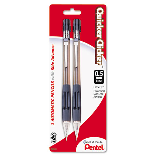 Image of Quicker Clicker Mechanical Pencil, 0.5 mm, HB (#2.5), Black Lead, Smoke Barrel, 2/Pack