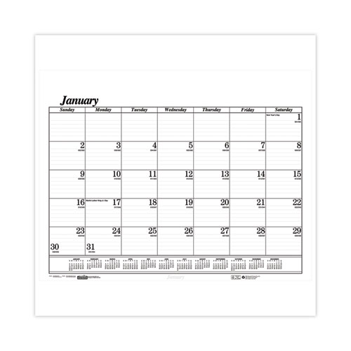 Recycled One-Color Dated Monthly Desk Pad Calendar Refill, 22 x 17, White Sheets, 12-Month (Jan to Dec): 2022