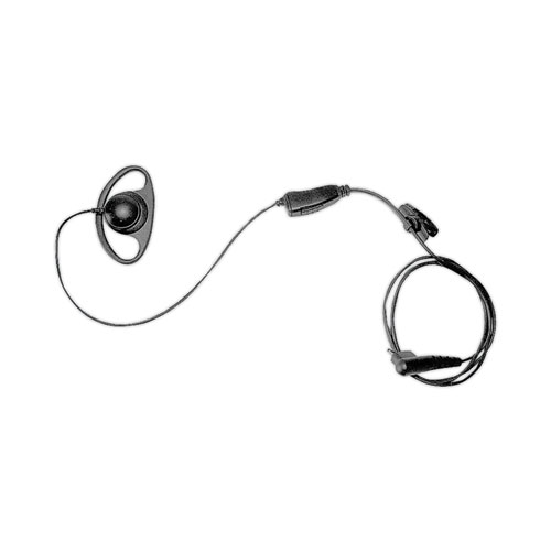 D-Style Earpiece with In-Line Microphone and Push-To-Talk, Black