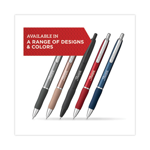 S-Gel Premium Metal Barrel Gel Pen, Retractable, Medium 0.7 mm, Black Ink, Black Barrel, 2/Pack