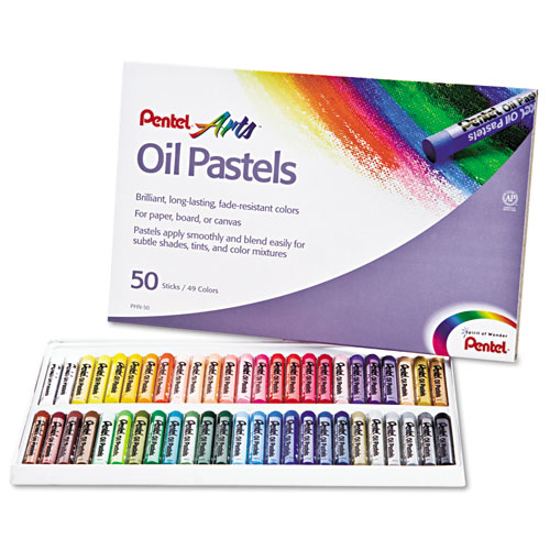 Image of Oil Pastel Set With Carrying Case, 45 Assorted Colors, 0.38' dia x 2.38", 50/Pack