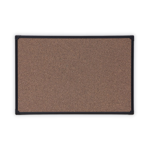 Universal® Tech Cork Board, 36 X 24, Brown Surface, Black Plastic Frame