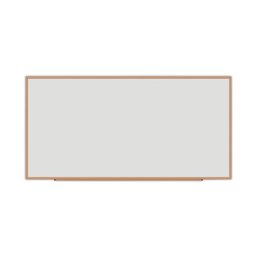 Image of Universal® Deluxe Melamine Dry Erase Board, 96 X 48, Melamine White Surface, Oak Fiberboard Frame
