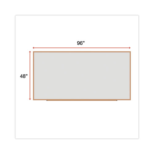 Image of Universal® Deluxe Melamine Dry Erase Board, 96 X 48, Melamine White Surface, Oak Fiberboard Frame