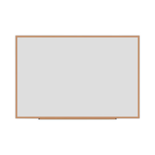 Image of Universal® Deluxe Melamine Dry Erase Board, 72 X 48, Melamine White Surface, Oak Fiberboard Frame