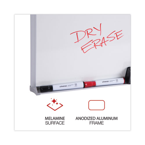 Image of Universal® Melamine Dry Erase Board With Aluminum Frame, 36 X 24, White Surface, Anodized Aluminum Frame