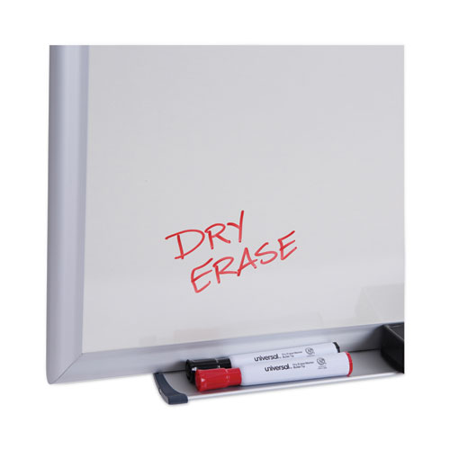 Image of Universal® Deluxe Melamine Dry Erase Board, 96 X 48, Melamine White Surface, Silver Anodized Aluminum Frame