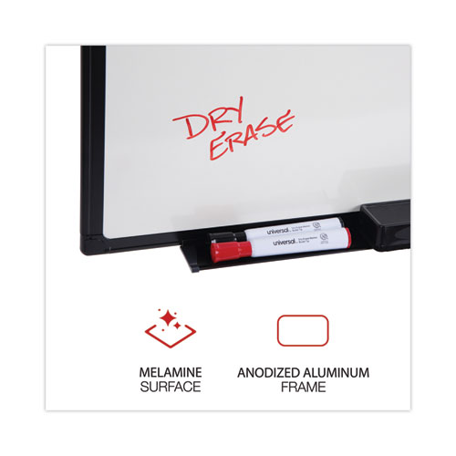 Image of Universal® Design Series Deluxe Dry Erase Board, 36 X 24, White Surface, Black Anodized Aluminum Frame