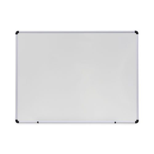 Dry Erase Board, Melamine, 48 x 36, White, Black/Gray Aluminum/Plastic Frame