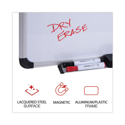 Image of Universal® Magnetic Steel Dry Erase Marker Board, 48 X 36, White Surface, Aluminum/Plastic Frame