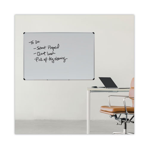 Image of Universal® Deluxe Porcelain Magnetic Dry Erase Board, 72 X 48, White Surface, Silver/Black Aluminum Frame