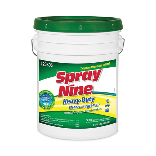 Spray Nine® Heavy Duty Cleaner/Degreaser/Disinfectant, Citrus Scent, 5 gal Pail