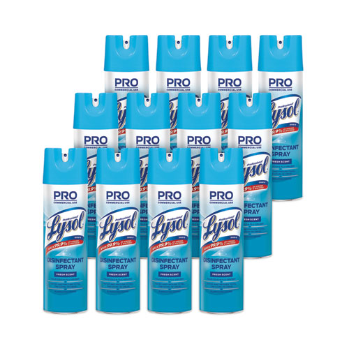 Disinfectant Spray, Fresh Scent, 19 oz Aerosol Spray, 12/Carton