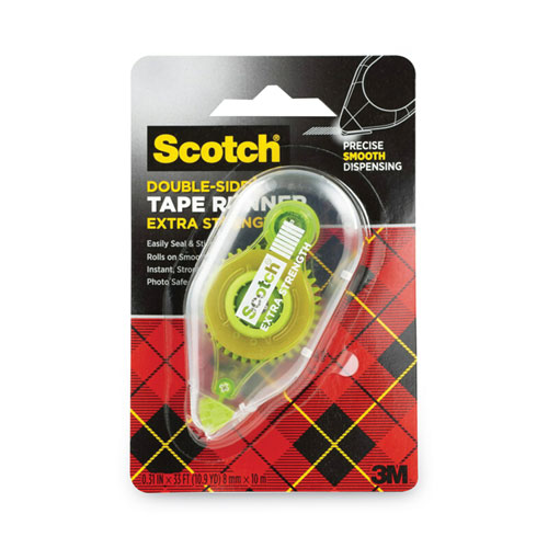 Image of Scotch® Extra-Strength Tape Runner, 0.31" X 33 Ft, Dries Clear