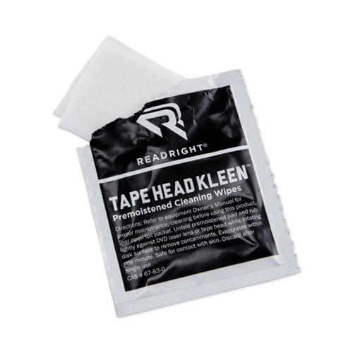 Image of Read Right® Tape Head Kleen Pad, Individually Sealed Pads, 5 X 5, 80/Box