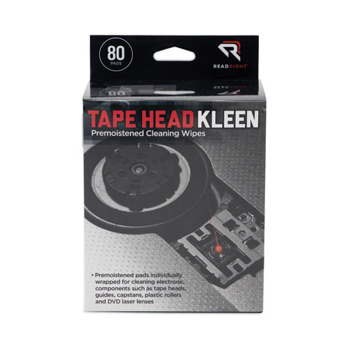 Image of Read Right® Tape Head Kleen Pad, Individually Sealed Pads, 5 X 5, 80/Box