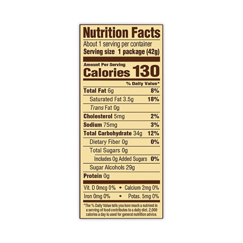 Sugar Free Chewy Caramel Candy, 1.46 oz Bag, 12 Bags/Carton