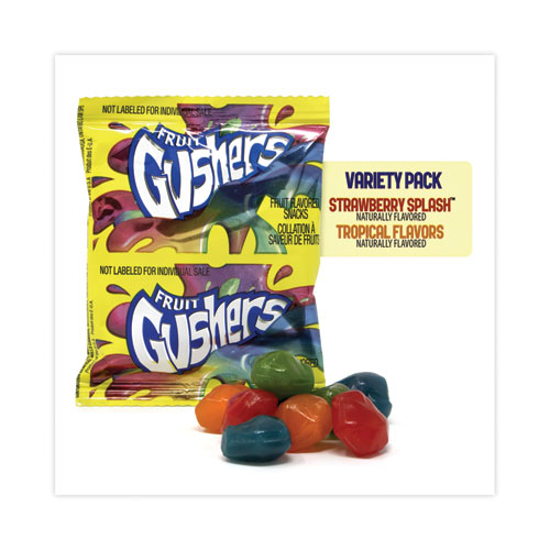 Fruit Gushers Fruit Snacks, Strawberry and Tropical Fruit Flavors, 0.8 oz, 42 Pouches/Carton, Ships in 1-3 Business Days