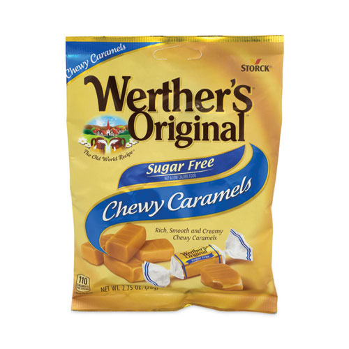 Werther's® Original® Sugar Free Chewy Caramel Candy, 1.46 oz Bag, 12 Bags/Carton, Ships in 1-3 Business Days