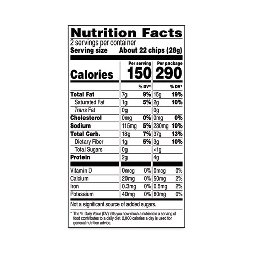 Bite Size Tortilla Chips, 2 oz Bag, 64 Bags/Carton