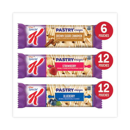 Image of Kellogg'S® Special K Pastry Crisps, Blueberry/Brown Sugar;Cinnamon/Strawberry, 0.88Oz, 2/Pouch, 30 Pouches/Ct,Ships In 1-3 Business Days