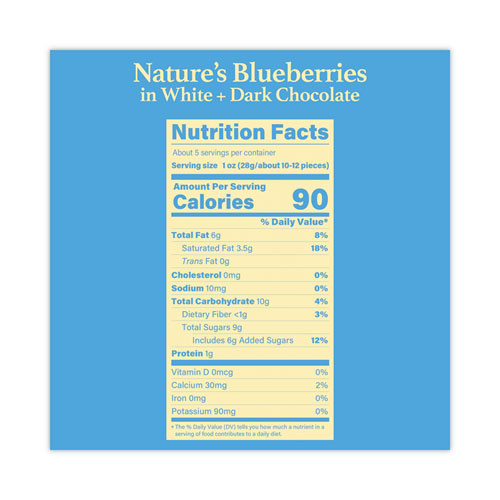 Image of Tru Fru Nature'S Hyper-Chilled Blueberries In White And Dark Chocolate, 5 Oz Cup, 8/Carton, Ships In 1-3 Business Days