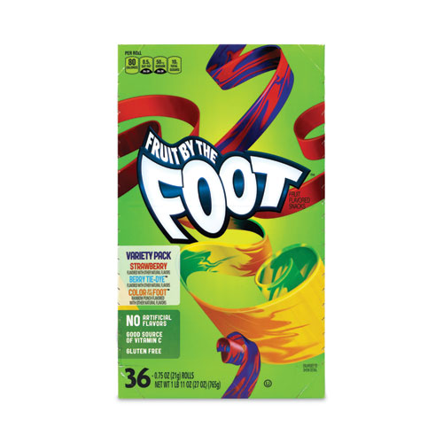 Fruit By The Foot Variety Pack, Assorted Flavors, 0.75 oz, 36 Pouches/Carton