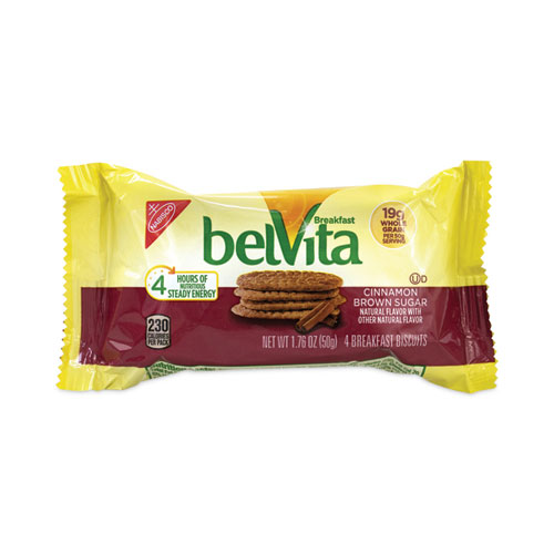 Image of Nabisco® Belvita Breakfast Biscuits, Cinnamon Brown Sugar, 1.76 Oz Pack, 25 Packs/Carton, Ships In 1-3 Business Days