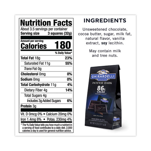 Intense Dark Midnight Reverie 86% Cacao Singles Bag, 4.12 oz Packs, 3 Count