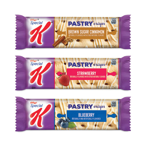 Special K Pastry Crisps, Blueberry/Brown Sugar;Cinnamon/Strawberry, 0.88oz, 2/Pouch, 30 Pouches/CT,Ships in 1-3 Business Days