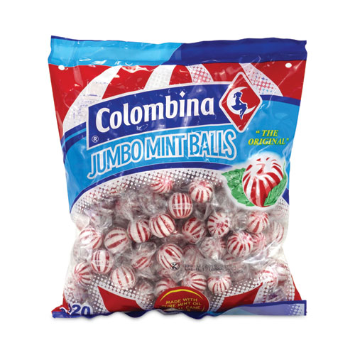 Image of Colombina Jumbo Peppermint Balls Bag, 0.04 Oz, 120 Balls/Bag, 1 Bag/Carton, Ships In 1-3 Business Days