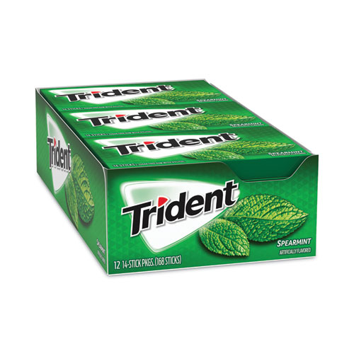 Image of Trident® Sugar-Free Gum, Spearmint, 14 Pieces/Pack, 12 Packs/Carton, Ships In 1-3 Business Days