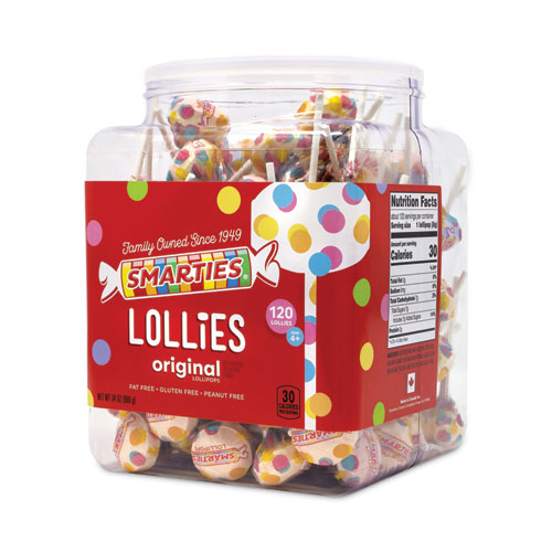Image of Nestlã©® Smarties Lollies Lollipops, 34 Oz Jar, 120 Pieces, Ships In 1-3 Business Days