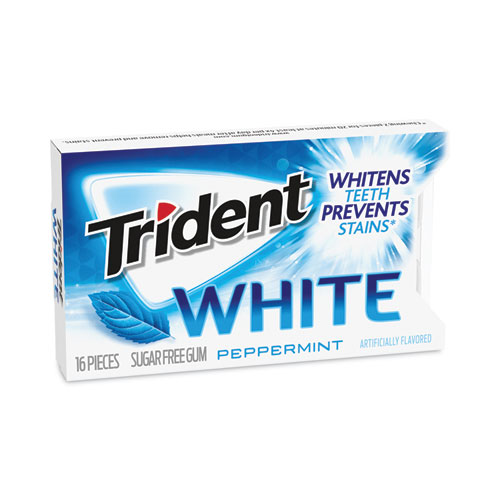 Trident® Sugar-Free Gum, White Peppermint,16 Pieces/Pack, 9 Packs/Carton, Ships In 1-3 Business Days