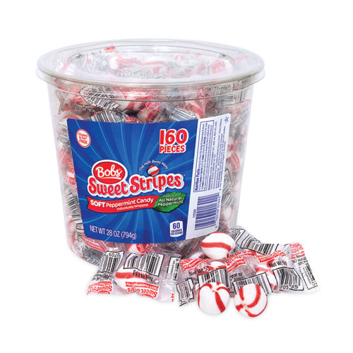 Image of Ferrara® Bobs Sweet Stripes Soft Candy, Peppermint, 28 Oz Tub, Ships In 1-3 Business Days