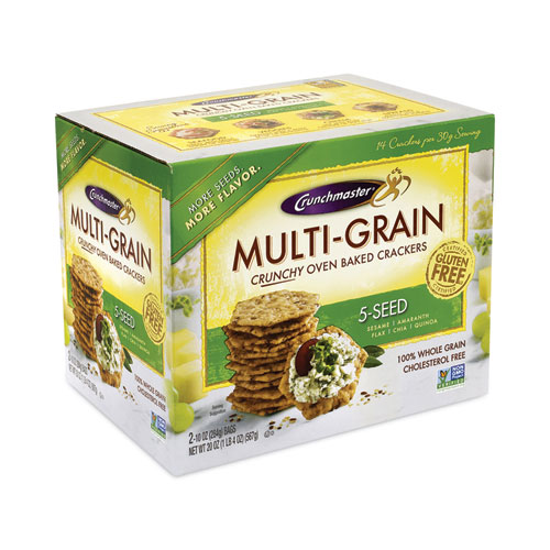 5-Seed Multi-Grain Crunchy Oven Baked Crackers, Whole Wheat, 10 oz Bag, 2 Bags/Box