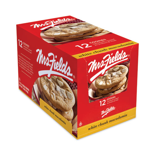Image of Mrs. Fields® White Chunk Macadamia Cookies, 2.1 Oz, Individually Wrapped Pack, White Chocolate, 12/Carton, Ships In 1-3 Business Days