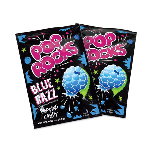 Image of Pop Rocks® Sugar Candy, Blue Raspberry, 0.33 Oz Pouches, 24/Carton, Ships In 1-3 Business Days