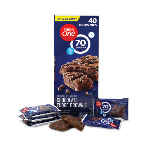 70 Calorie Chocolate Fudge Brownies, 0.89 oz, 40/Carton, Ships in 1-3 Business Days