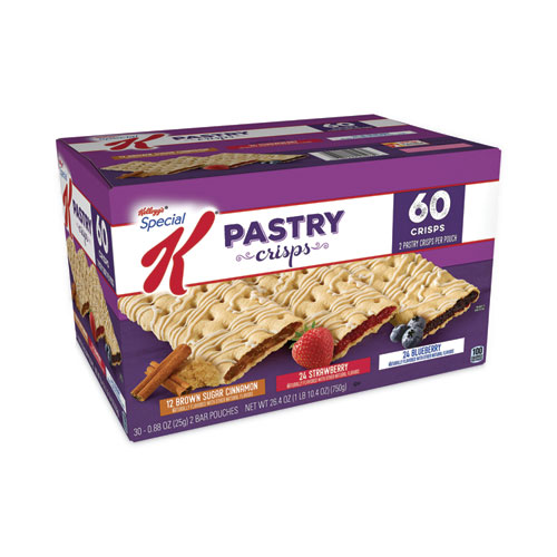 Image of Kellogg'S® Special K Pastry Crisps, Blueberry/Brown Sugar;Cinnamon/Strawberry, 0.88Oz, 2/Pouch, 30 Pouches/Ct,Ships In 1-3 Business Days