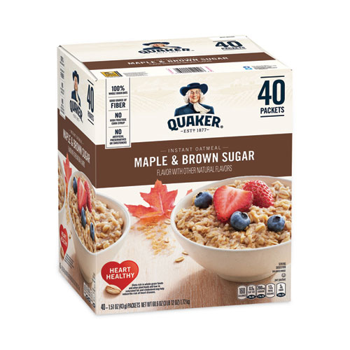 Instant Oatmeal, Maple and Brown Sugar, 1.51 oz Packet, 40/Carton, Ships in 1-3 Business Days