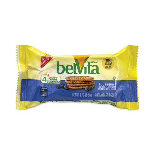 belVita Breakfast Biscuits, Blueberry, 1.76 oz Pack, 25 Packs/Carton, Ships in 1-3 Business Days