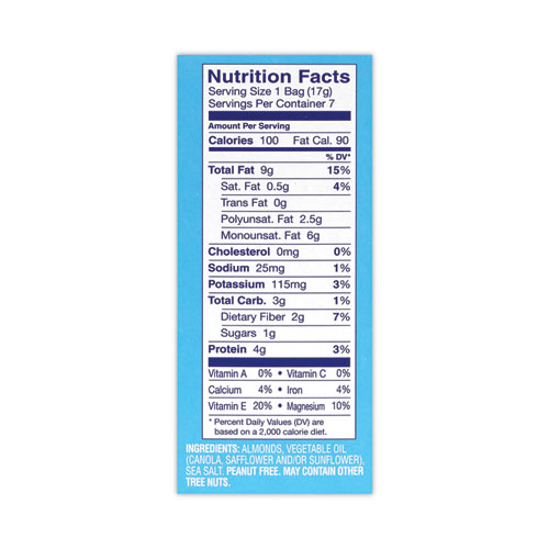 Low Sodium Lightly Salted Almonds, 1.5 oz Bag, 42 Bags/Carton, Ships in 1-3 Business Days