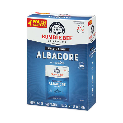 Premium Albacore Tuna Pouches, 5 oz Pouch, 4/Carton, Ships in 1-3 Business Days