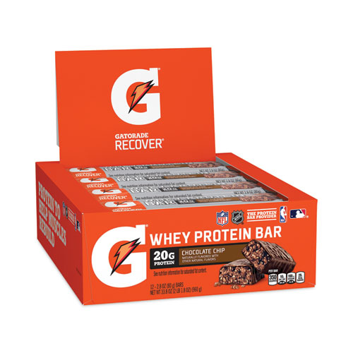 Recover Chocolate Chip Whey Protein Bar, 2.8 oz Bar, 12 Bars/Carton, Ships in 1-3 Business Days