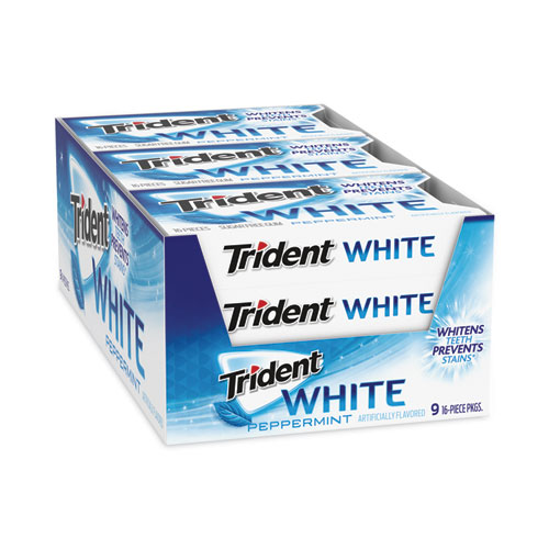 Image of Trident® Sugar-Free Gum, White Peppermint,16 Pieces/Pack, 9 Packs/Carton, Ships In 1-3 Business Days